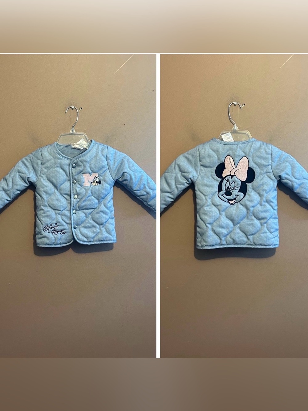 Disney Minnie Mouse 3T Toddler Quilted Denim Button Up Fall Jacket Lightweight